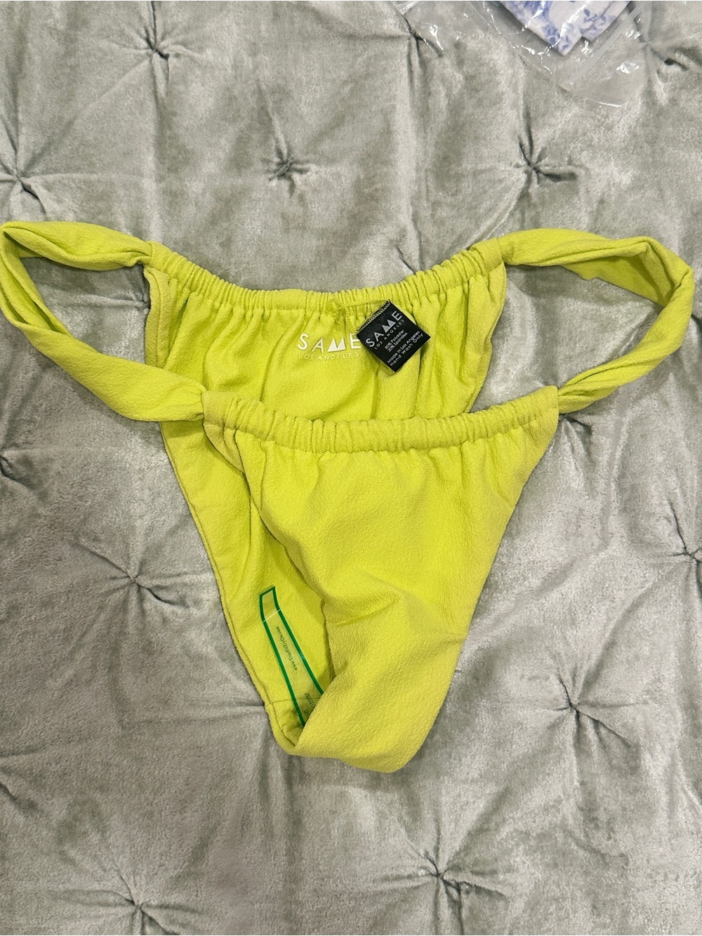 NWT Same Swimwear Faux Suede Citron bikini bottom sz L